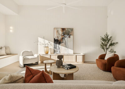 Custom cabinetry Tarragindi Brisbane featuring Polytec Blonde Oak Woodmatt kitchen joinery and stone benchtops.